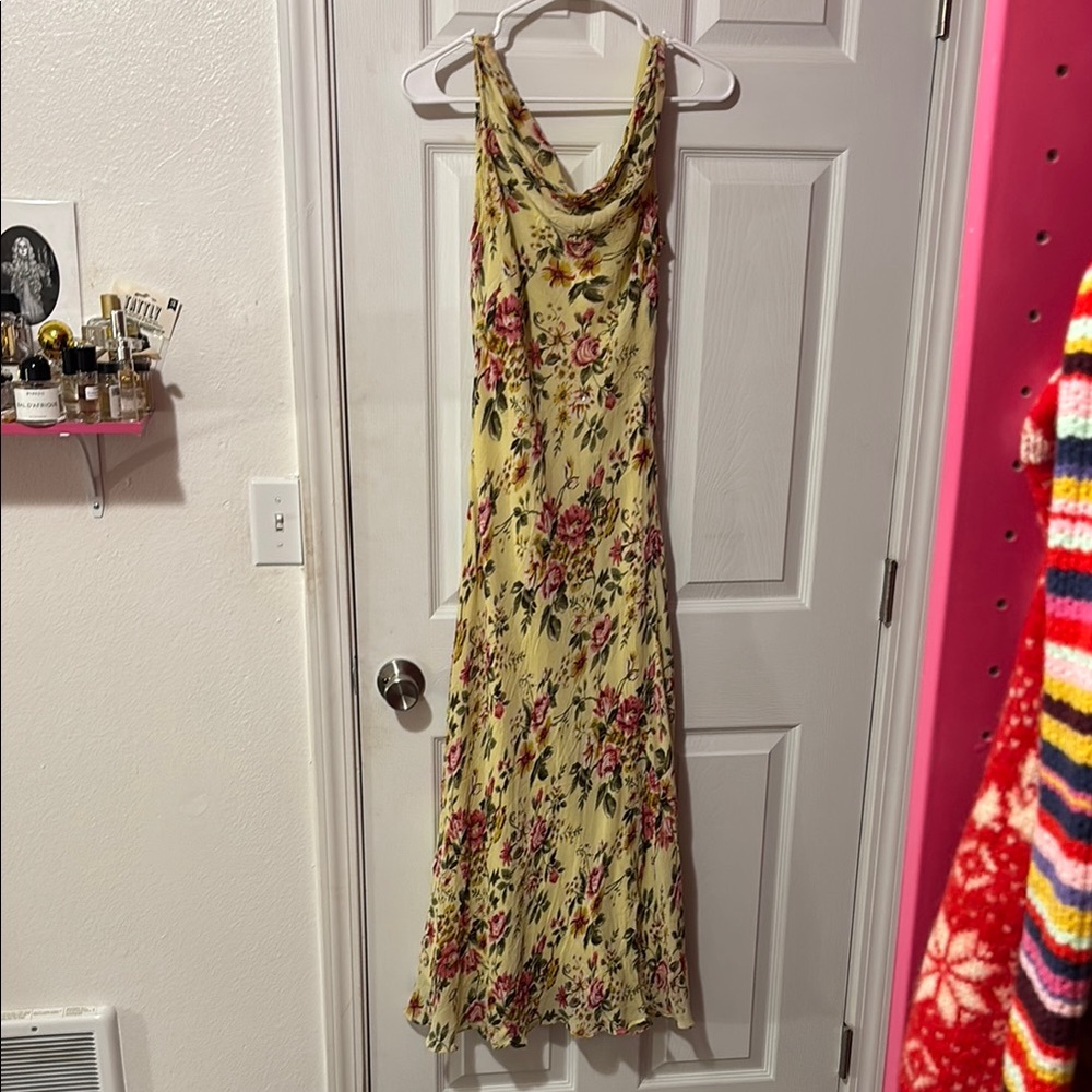 Beaded silk 00’s cowl midi maxi dress